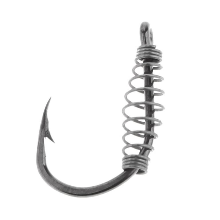 10pcs Stainless Steel Fishing Hooks With Spring Barbed Swivel Carp Fishhook  For Pulling Baits Hook Size 10 
