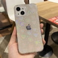 thumbnail image 4 of Compatible con iPhone 13 (no compatible con iPhone 13 Pro) transparente con purpurina láser, TPU suave y flexible y PC dura a prueba de golpes, funda para teléfono con patrón de corazón para mujeres, 4 of 8