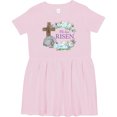 thumbnail image 3 of Inktastic Easter He Has Risen with Cross and Flowers Girls Toddler Dress, 3 of 5