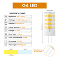 thumbnail image 2 of Ampoules LED G4 Dimmables 3W Équivalent 35W 300LM, Blanc Chaud 3000K, Taille JC, Base Bi-Pin G4, Lot de 4, 2 of 9