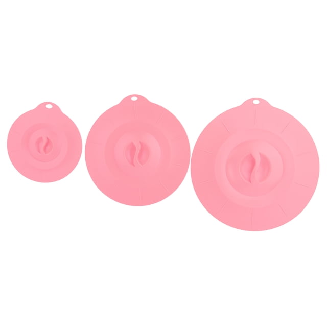 Tapas de silicona reutilizables para cuencos, cubiertas para almacenamiento de alimentos, reemplazos de utensilios de cocina (rosa), 3 uds.