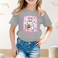 thumbnail image 2 of Tisuna Halloween Crewneck Tops For Girls Child Ghost Print Short Sleeve Pullover Shirts Cute Fashion Kids Clothes Grey 4-5 Years, 2 of 4