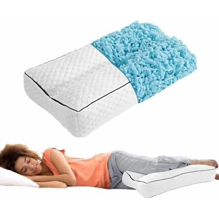 Shredded Memory Foam Knee Pillow for Side Sleepers, Pillow Between Legs for Aligns Spine, Supportive Leg Pillow for Pregnancy Relieves Pressure Hip Leg Elevation, 6.5" Height