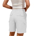 thumbnail image 5 of ClodeEU Women's Knee Length Cargo Capris ,Elastic Waist Multi Pocket Pants,Casual Summer Mid Rise Cargo Shorts White,Womens Plus XL, 5 of 6