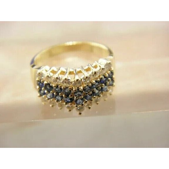 2 Ct Round Cut Lab Created Sapphire Diamond Cluster Ring Band 14K Yellow Gold Plated