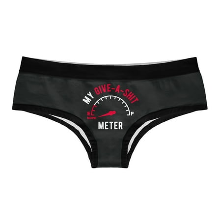 

Womens Give A Shit Meter Panties Funny Sarcastic Graphic Bikini Brief Hilarious Underwear (Black) - L
