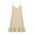 thumbnail image 6 of Summer Plus Size Dresses for Womens 2026 Fashion Cotton And Linen Solid Color Long Skirt With Thin Shoulder Straps And V-neck Suspender Dress, 6 of 8