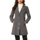 thumbnail image 1 of Chaqueta de mezclilla larga con cinturón y botones de manga larga con solapa para mujer INSPIRE CHIC en negro y gris, 1 of 6