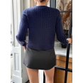 thumbnail image 6 of Women'S Cropped Cable Knit Cardigan Short Fall Long Sleeve Light-Weight Button Up Sweater Navy Blue XL, 6 of 7