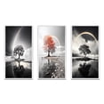thumbnail image 2 of Designart "Grayscale Arc Rainbow Over the Tree III" Floral Framed Wall Art Set Of 3 - Grey Rainbow Frame Canvas Set For Living Room Decor, 2 of 7
