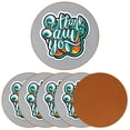 thumbnail image 2 of Thanksgiving Set of 6 Round Microfiber Leather Coasters, 11x11 cm/4.3x4.3 Inches - Drink Coasters for Home and Office Use, 2 of 6