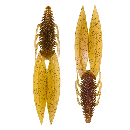 6th Sense – Bodega – Soft Plastic Creature Bait – Bass Fishing – Twin Ridge Tail Action – Made in The USA ( Green Pumpkin Pro 4.8 (6/pk))