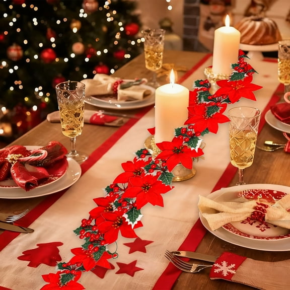 Christmas Garland With Lights Simulation Flowers Rattan Wall Hanging Home Decoration Holly Leaves Red Berries Christmas Mood Decoration Simulation Christmas Rattan Pine Garland