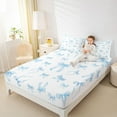 thumbnail image 4 of Homewish Princess Bow-tie Kids Queen Sheet Sets, Kawaii Blue Ribbon Flat Sheet, Fairy Tale Theme Queen Fitted Sheet, Ultra Soft Bedroom Decor, 4pcs, 4 of 7