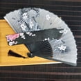 thumbnail image 2 of Fans plegables de mano con un manguito de tela for protección for regalos Estilo retro vintage japonés chino, 2 of 7