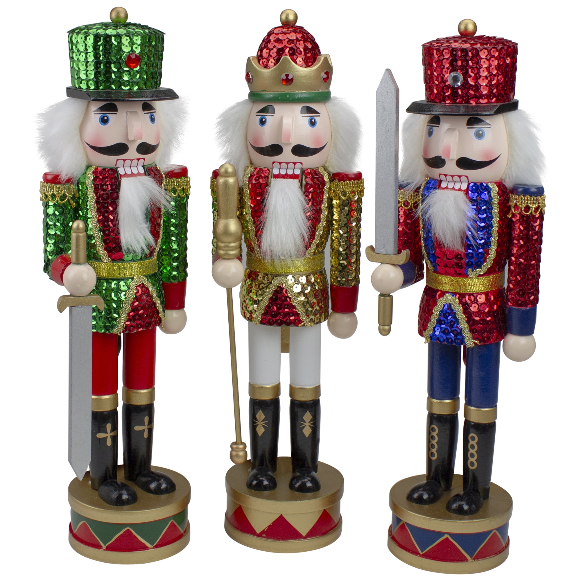 Nutcracker Factory Set of 3 Red Sequin Jacket Wooden Christmas
