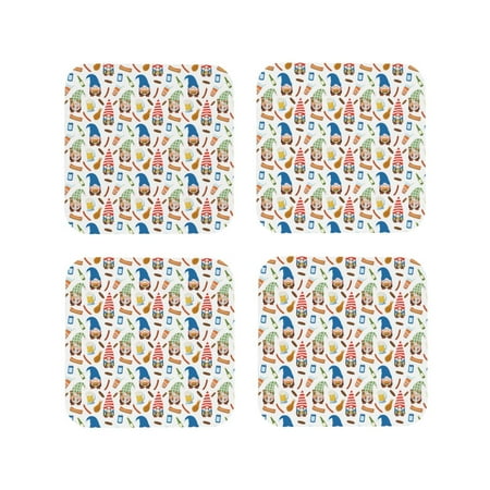 

Junzan Barbecue Gnomes Print Coasters for Drinks - Leather Coasters Set of 4 for Coffee Table for Housewarming/Kitchen/Bar/Decor-Square