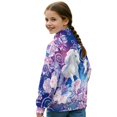 thumbnail image 4 of Xoenoiee Horse Rose Flower Print Girls Athletic Half Zip Sweatshirt, Lightweight Pullover Long Sleeve Workout Top for Running Hiking, Fall Winter Clothes, Size 13-14 Years, 4 of 7