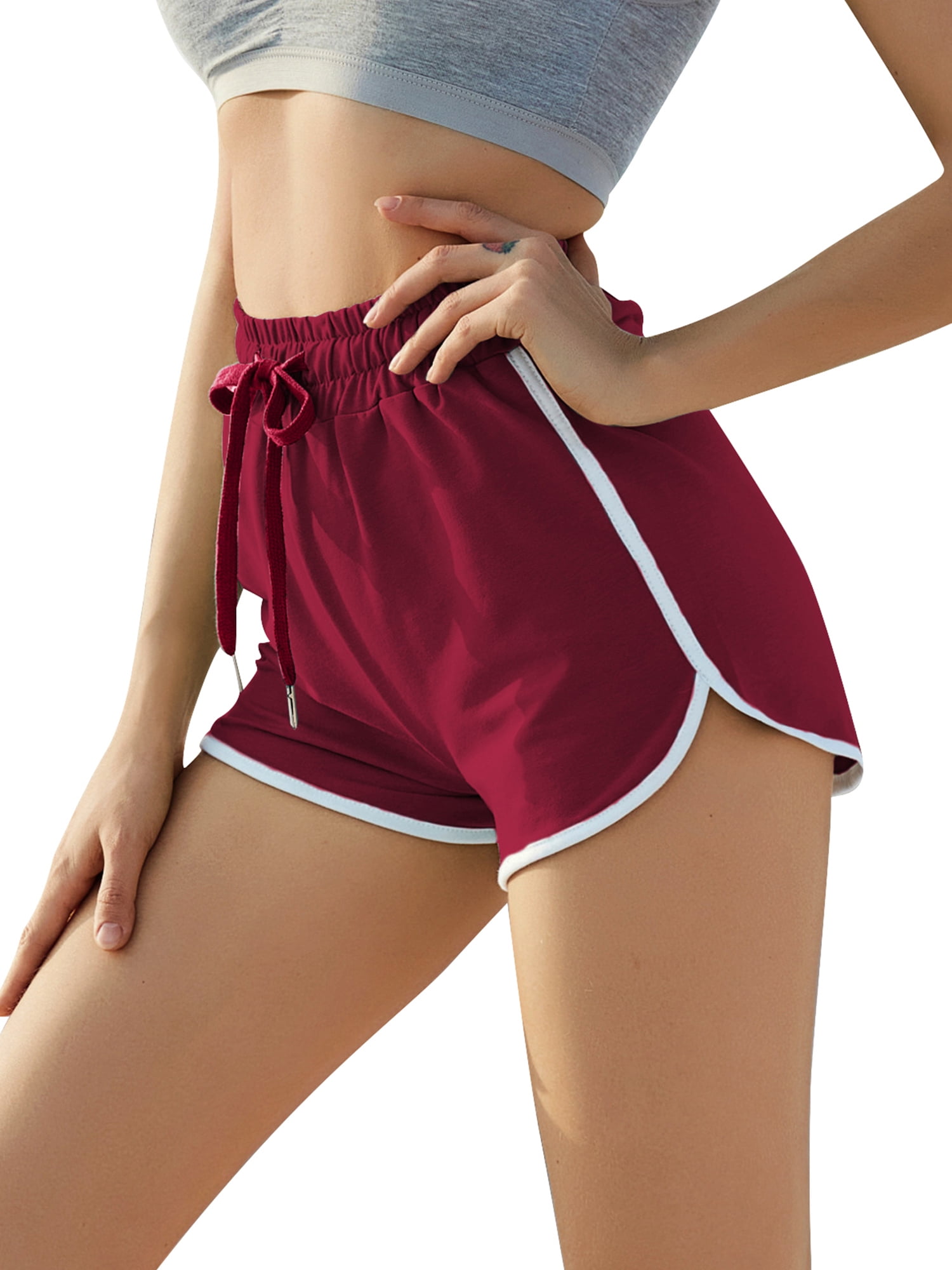 kingfansion Ladies Print Casual Elastic Pants Summer Beach Sports Outdoor Yoga Running Shorts