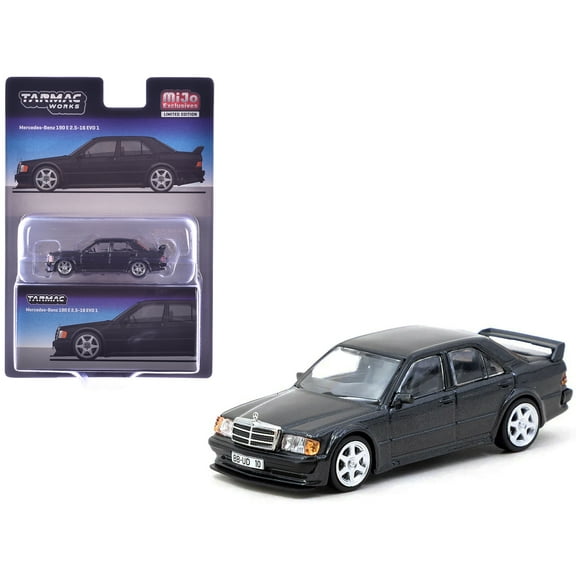 Mercedes-Benz 190 E 2.5-16 EVO 1 Blue-Black Metallic "Global64" Series 1/64 Diecast Model by Tarmac Works