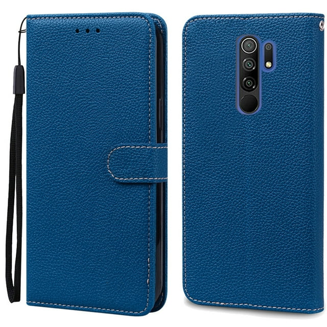 For Redmi 9 Case Soft Silicone Wallet Cover Phone Case For Xiaomi Redmi 9 Case Redmi9 Leather Flip Case Coque Fundas Shell Navy blue For Redmi 9