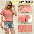 thumbnail image 5 of VDJ Womens Tops Fashion Short Sleeve Summer Button V Neck Shirts Loose Cute Coral Tunic Blouses for Ladies Size XL, 5 of 12