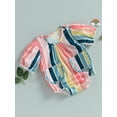 thumbnail image 3 of Bagilaanoe Newborn Baby Girl Rompers Rainbow Striped Print Short Sleeve Bodysuit 3M 6M 12M 18M Infant Summer One Piece Jumpsuit, 3 of 8