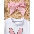 thumbnail image 4 of Faithtur Baby Girls 3Pcs Easter Outfits, Short Sleeve Romper + Ribbed Knit Shorts + Headband Set, 4 of 9