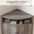 thumbnail image 5 of Jableast 33" Tall Farmhouse Corner Cabinet with Barn Door Design, Wooden Storage Cabinet with Open Display Shelf, Bathroom Cabinet with Hidden Storage for Living Room, Kitchen, Bathroom, Grey, 5 of 9