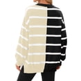 thumbnail image 4 of Womens Striped Pullover Sweater Crew Neck Long Sleeve Knitted Color Block Casual Loose Lightweight Sweaters for Women, 4 of 5
