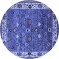 thumbnail image 1 of Ahgly Company Machine Washable Indoor Round Oriental Blue Industrial Area Rugs, 3' Round, 1 of 1