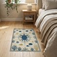 thumbnail image 3 of ODIKA 2'x3' Washable Doormat Non-Slip, Low Pile Map Reef Ocean Coral Border Vintage Wave Turtle Nautical Compass Playful for Entryway, Kitchen, Laundry Room, 3 of 7