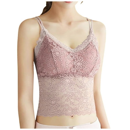 DuoJiaJ Women s Lace Bra V Neck Camisole Lingerie Slim Shoulder Strap Strapless Slim Fit Vest Sleeveless Shirts for Women