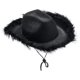 thumbnail image 1 of Sombreros de vaquero negros con plumas, sombrero de vaquera esponjoso para hombres y mujeres, sombrero de vestir de fiesta occidental de ala ancha de fieltro, 1 of 5