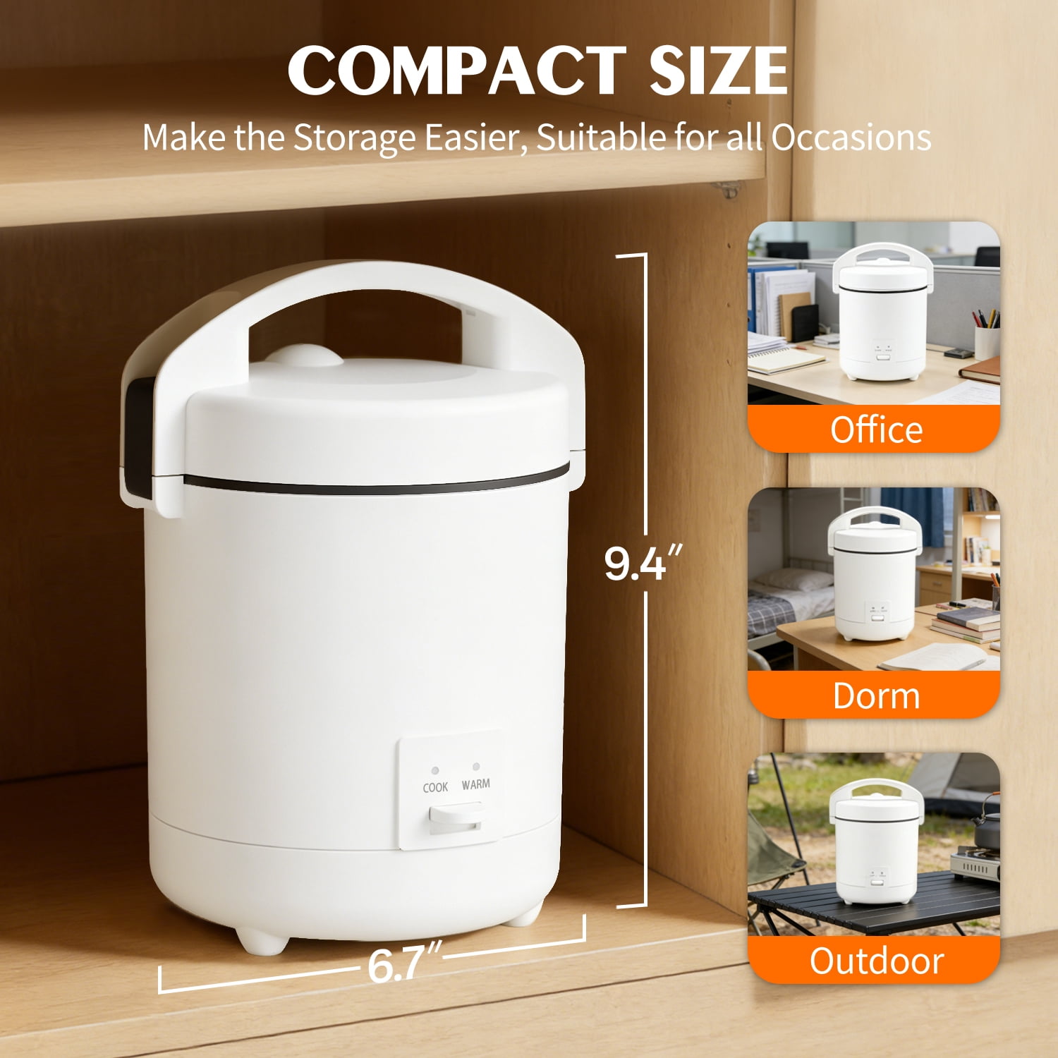 TINANA Mini Rice Cooker 4 Cups Cooked, Portable Small Rice Cooker with One-Touch Cooking & Keep Warm, Nonstick Pot for Dorm, Office, Travel