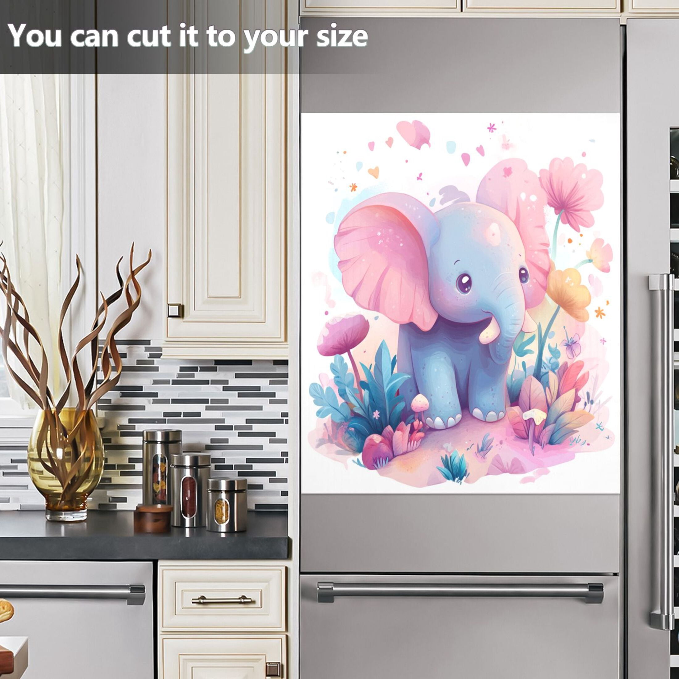 Dishwasher Magnetic Sticker 23x26 Inch Refrigerator Magnetic Sticker Washing Machine Magnetic Sticker Kitchen Panel Magnetic Sticker Home Decor Pink Blue Image