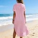 thumbnail image 5 of TaTaai Women Summer Casual Solid Color Cotton Linen Turn Down Collar Short Sleeve Button Dress Loose Comfortable Fashion Dress for Daily Vacation Gift, 5 of 7