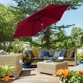 thumbnail image 2 of Outsunny Parasol de Patio Rond en Aluminium de 8,5 Pieds avec Manivelle et Inclinaison, Rouge Vin, 2 of 10