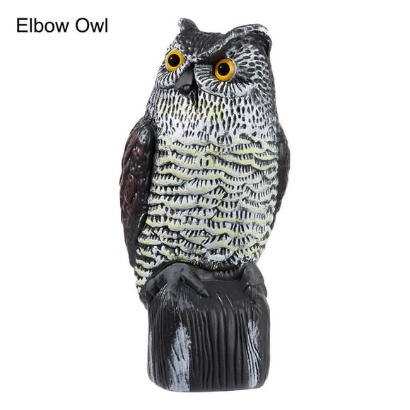 Garden Decoration Large Size Scare Birds Away Pest Control Bird Deterrent Owl Decoy Birds Repellent (Elbow Owl)