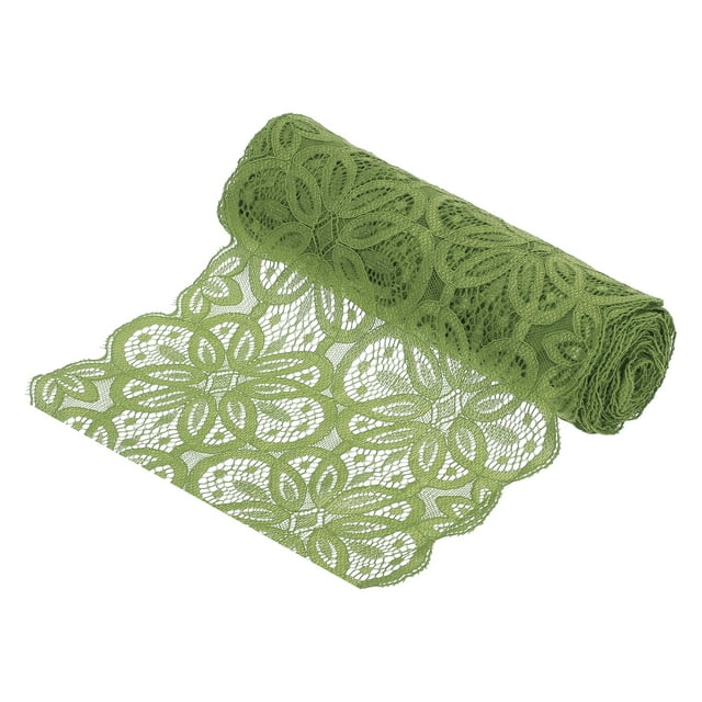Unique Bargains Lace Ribbon 5 Yards 7 Inch Lace Flower Trim for Craft Headbands Wedding Army Green