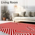 thumbnail image 2 of ODIKA 3'x5' Machine Washable Non-Slip Area Rug, Pastoral Meadow Herringbone Stripe Floor Accent High Traffic Rug, Red, 615781, 2 of 7