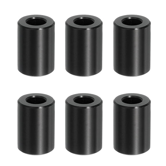 6PCS Aluminum Spacers, 1/4" x 1/2" Metal Spacers Aluminum 5/8 " L Spacer Screw Standoff Round Unthreaded Standoff Bushing for 1/4inch Screw Bolts, Black Black
