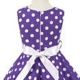 thumbnail image 6 of IBTOM CASTLE Kids Girls 50s Vintage Polka Dot Casual Dress Swing Rockabilly Prom Party Dresses Audrey Wedding Formal Cocktail Evening Gown 7-8 Years Purple, 6 of 8
