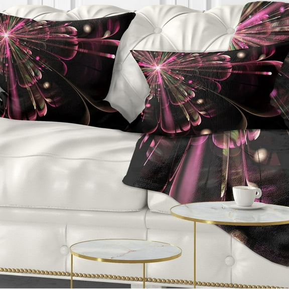 Designart Light Purple Digital Flower Petals Close up - Floral Throw Pillow - 12x20