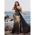 thumbnail image 6 of AURA Plus Size Sequin Evening Dress Women Elegant One Shoulder Formal Party Gown, 6 of 9