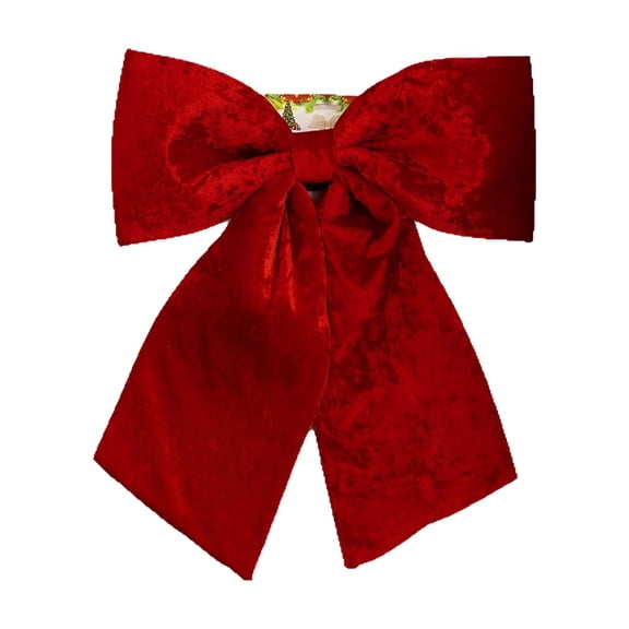 LAMIRO 1Pack Christmas Bow Extra Large-Looped Waterproof Velvet Large Outside Bow-Bow for Car Door House-Jumbo Red Bow with Attachment for Hanging 60Cm
