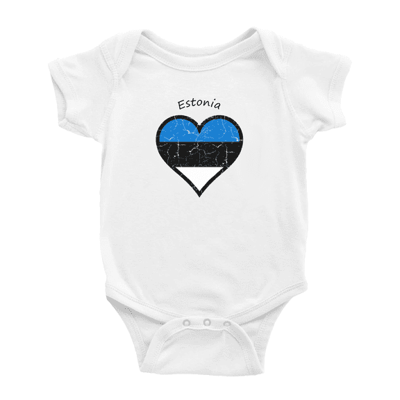 Estonia Flag Heart Love Cute Baby Clothing Bodysuits Boy Girl Clothes