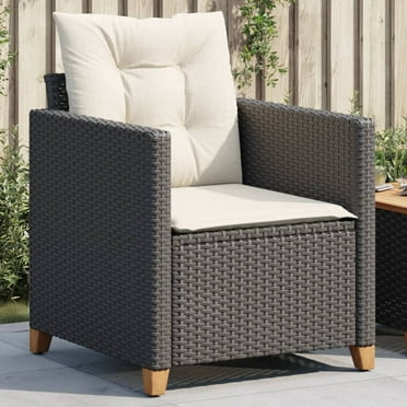 vidaXL Patio Chair with Cushions Black Poly Rattan