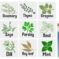 thumbnail image 1 of Juego de 9 plantillas variadas de vainilla con pincel (15 x 15 cm): romero, tomillo, orégano, salvia, perejil, albahaca, eneldo, laurel y menta., 1 of 9