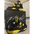 thumbnail image 2 of Ni - ke Ni - ke Air Jordan 4 Retro Men's Sneakers Black/White/Tour Yellow, Size 8 Us, 2 of 5